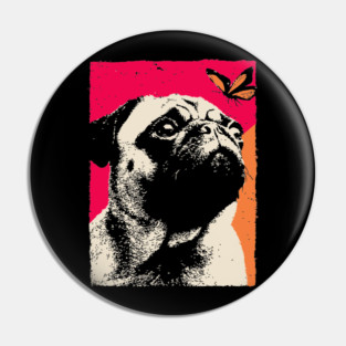 A Pug's Wonder - Dog and Butterfly Pin