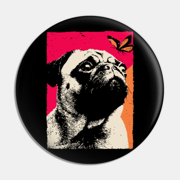 A Pug's Wonder - Dog and Butterfly Pin by TuncGK