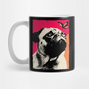 A Pug's Wonder - Dog and Butterfly Mug