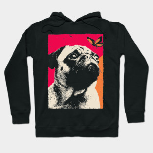 A Pug's Wonder - Dog and Butterfly Hoodie