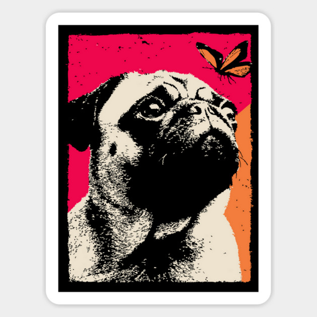 A Pug's Wonder - Dog and Butterfly Magnet by TuncGK