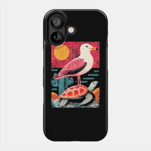 Coastal Companions - Seagull and Turtle Phone Case