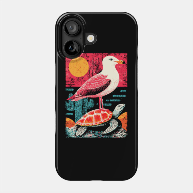 Coastal Companions - Seagull and Turtle Phone Case by TuncGK