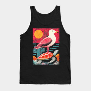Coastal Companions - Seagull and Turtle Tank Top