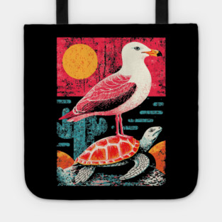 Coastal Companions - Seagull and Turtle Tote