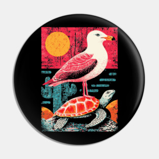 Coastal Companions - Seagull and Turtle Pin