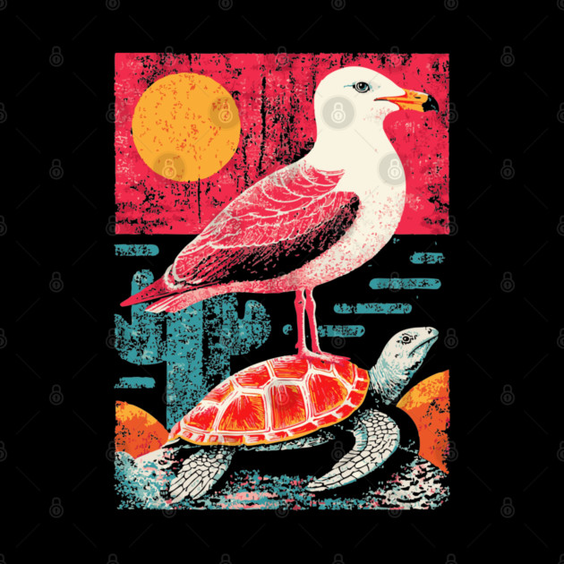 Coastal Companions - Seagull and Turtle by TuncGK
