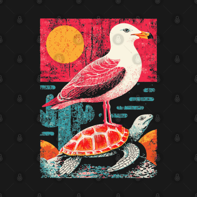 Coastal Companions - Seagull and Turtle by TuncGK