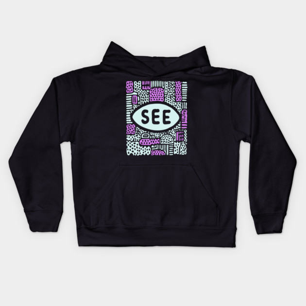Cosmic Perception - Abstract All-Seeing Eye Kids Hoodie by TuncGK