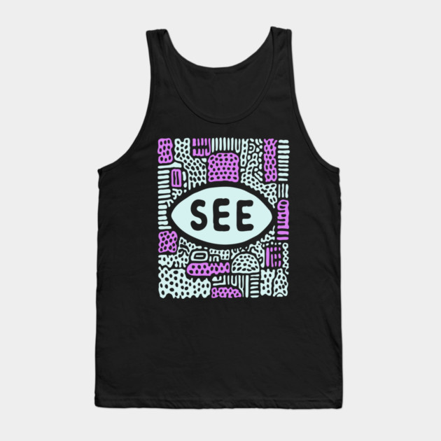 Cosmic Perception - Abstract All-Seeing Eye Tank Top by TuncGK