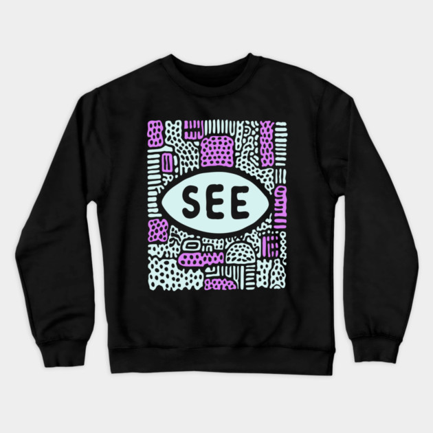 Cosmic Perception - Abstract All-Seeing Eye Crewneck Sweatshirt by TuncGK