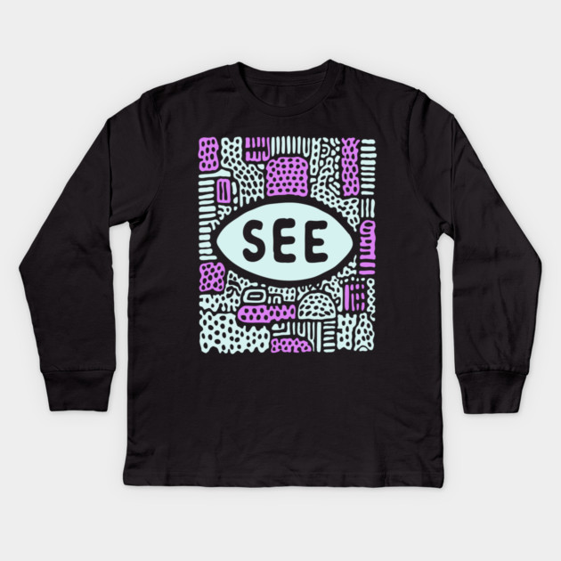 Cosmic Perception - Abstract All-Seeing Eye Kids Long Sleeve T-Shirt by TuncGK