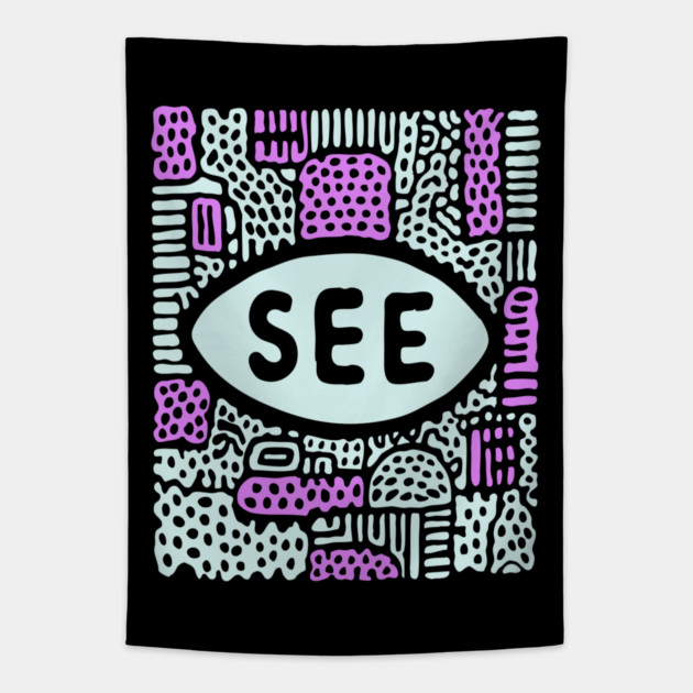 Cosmic Perception - Abstract All-Seeing Eye Tapestry by TuncGK