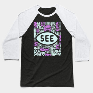 Cosmic Perception - Abstract All-Seeing Eye Baseball T-Shirt