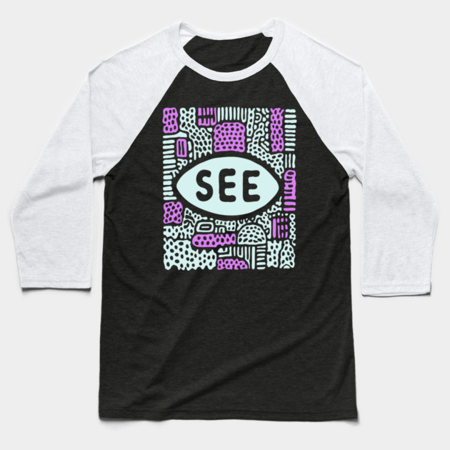Cosmic Perception - Abstract All-Seeing Eye Baseball T-Shirt by TuncGK