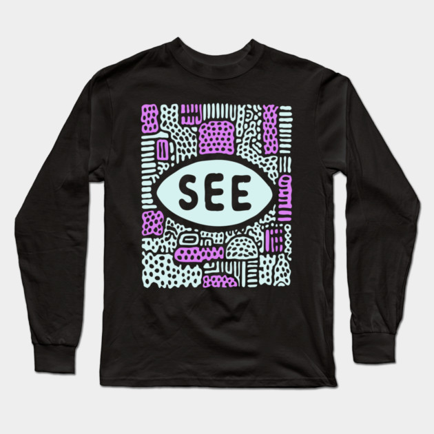 Cosmic Perception - Abstract All-Seeing Eye Long Sleeve T-Shirt by TuncGK