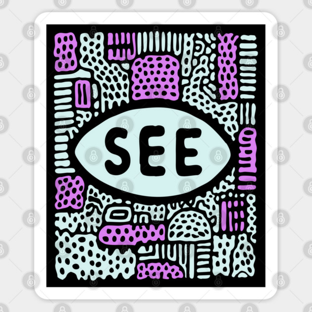 Cosmic Perception - Abstract All-Seeing Eye Sticker by TuncGK