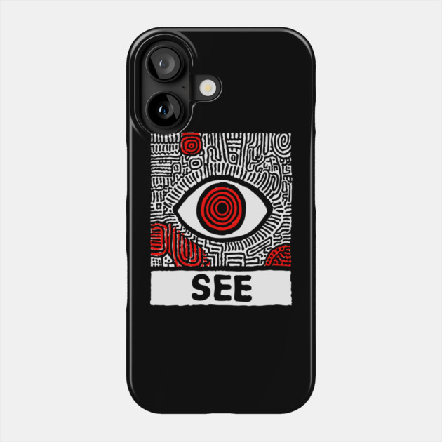 Watchful Eye - Minimalist Linocut Phone Case by TuncGK