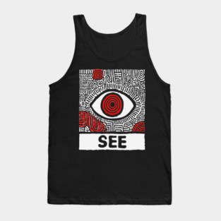 Watchful Eye - Minimalist Linocut Tank Top