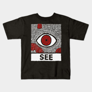 Watchful Eye - Minimalist Linocut Kids T-Shirt