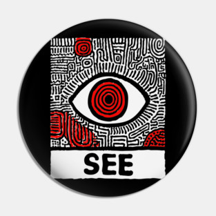 Watchful Eye - Minimalist Linocut Pin