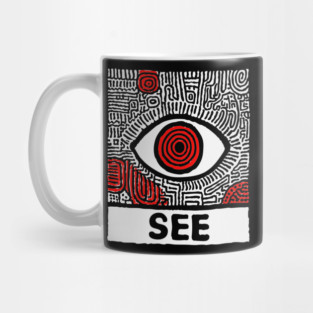 Watchful Eye - Minimalist Linocut Mug
