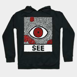 Watchful Eye - Minimalist Linocut Hoodie