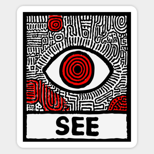 Watchful Eye - Minimalist Linocut Magnet by TuncGK