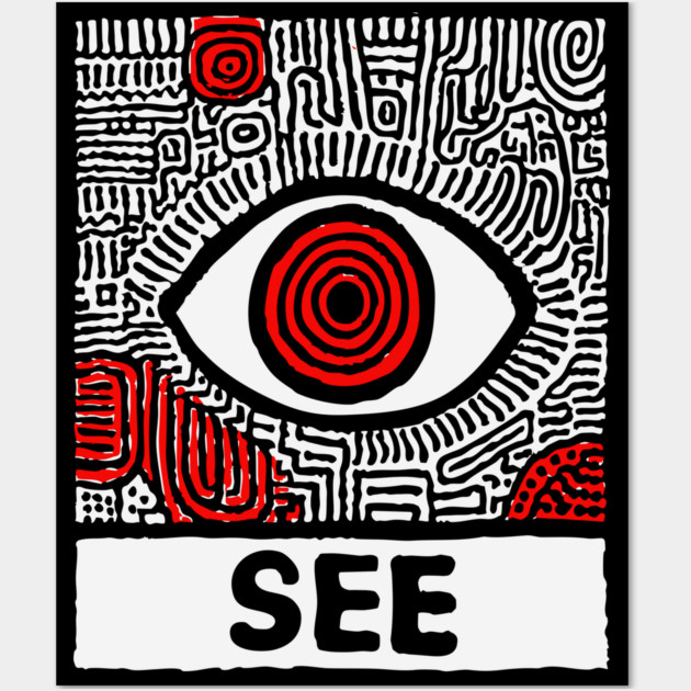 Watchful Eye - Minimalist Linocut Wall Art by TuncGK