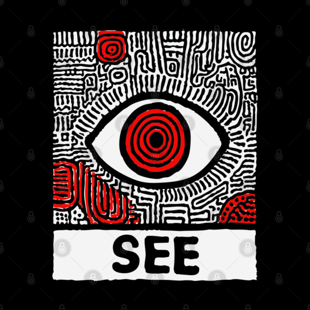 Watchful Eye - Minimalist Linocut by TuncGK