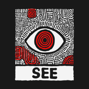 Watchful Eye - Minimalist Linocut T-Shirt