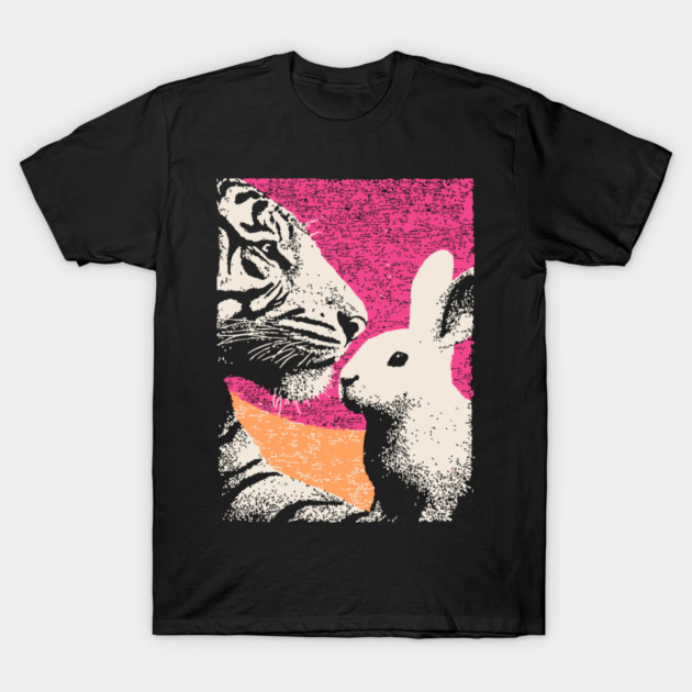 The Unlikely Pair - Tiger and Rabbit T-Shirt by TuncGK
