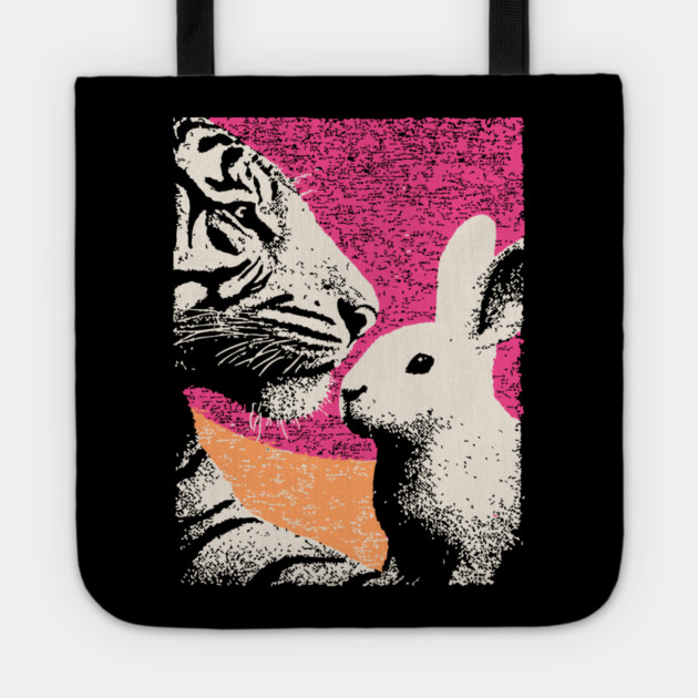 The Unlikely Pair - Tiger and Rabbit Tote by TuncGK