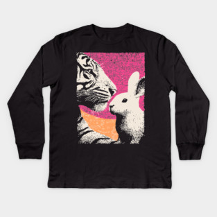 The Unlikely Pair - Tiger and Rabbit Kids Long Sleeve T-Shirt