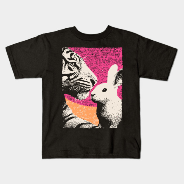 The Unlikely Pair - Tiger and Rabbit Kids T-Shirt by TuncGK