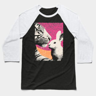 The Unlikely Pair - Tiger and Rabbit Baseball T-Shirt