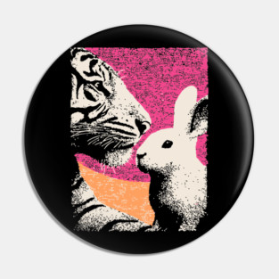 The Unlikely Pair - Tiger and Rabbit Pin