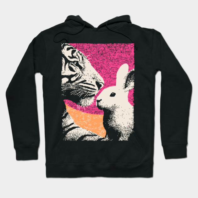 The Unlikely Pair - Tiger and Rabbit Hoodie by TuncGK