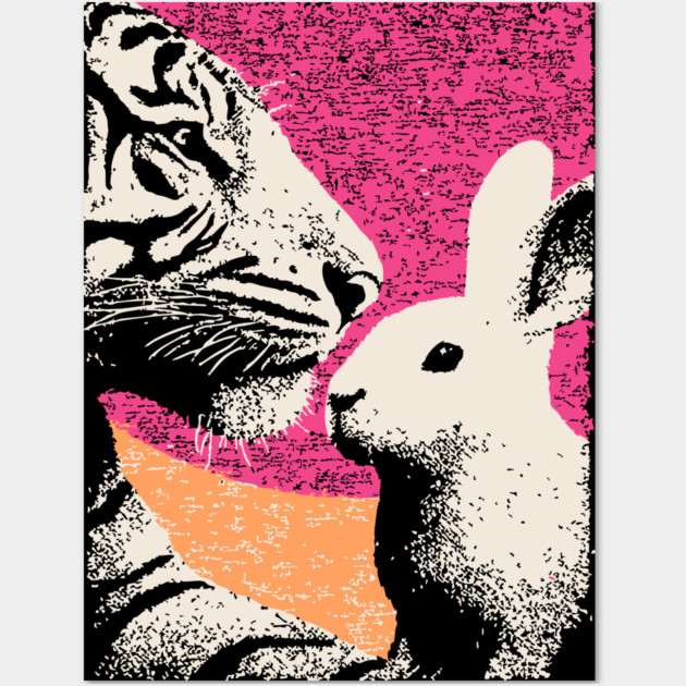 The Unlikely Pair - Tiger and Rabbit Wall Art by TuncGK