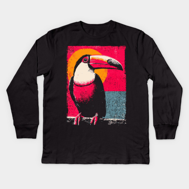 Tropical Toucan - Retro Pop Art Kids Long Sleeve T-Shirt by TuncGK