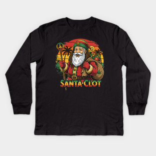 Rasta Santa Clot Reggae Christmas Kids Long Sleeve T-Shirt