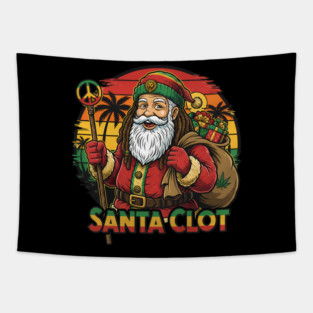 Rasta Santa Clot Reggae Christmas Tapestry