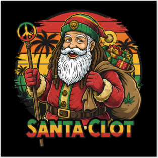Rasta Santa Clot Reggae Christmas Posters and Art