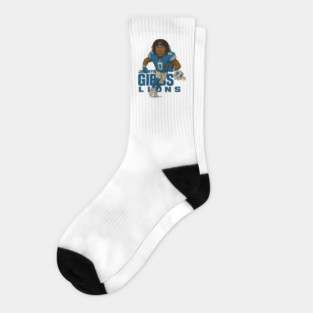 Jahmyr Gibbs Detroit Caricature – Explosive Running Back Artwork Socks
