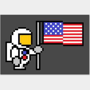 8-bit Apollo 11 Astronaut Small chest logo variant Posters and Art