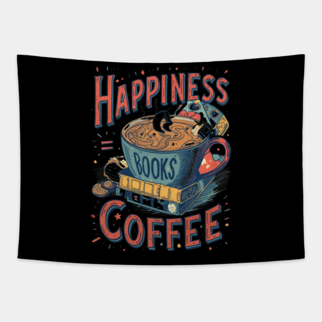 Happiness equel Books plus  Coffee Tapestry by SR8891