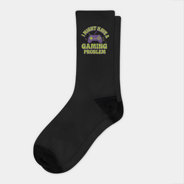 I Might Have a Gaming Problem Funny Gamer Gift Socks by MakerMind8.2