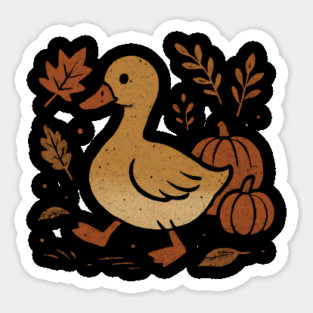 Cute Autumn Duck T-Shirt - Fall Harvest Duckling Graphic Tee Sticker