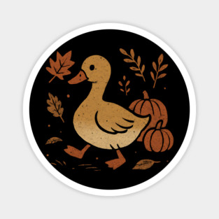 Cute Autumn Duck T-Shirt - Fall Harvest Duckling Graphic Tee Magnet