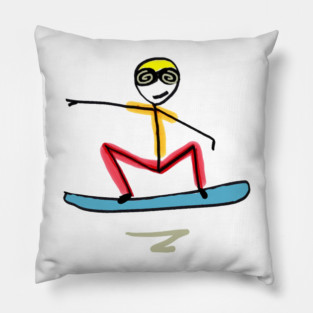 Snowboarding Stickman Pillow